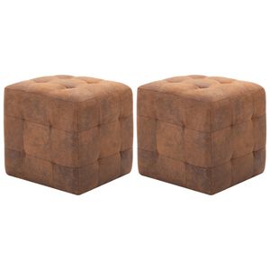 vidaXL Tabure 2 kosa rjav 30x30x30 cm umetno usnje semi&scaron;