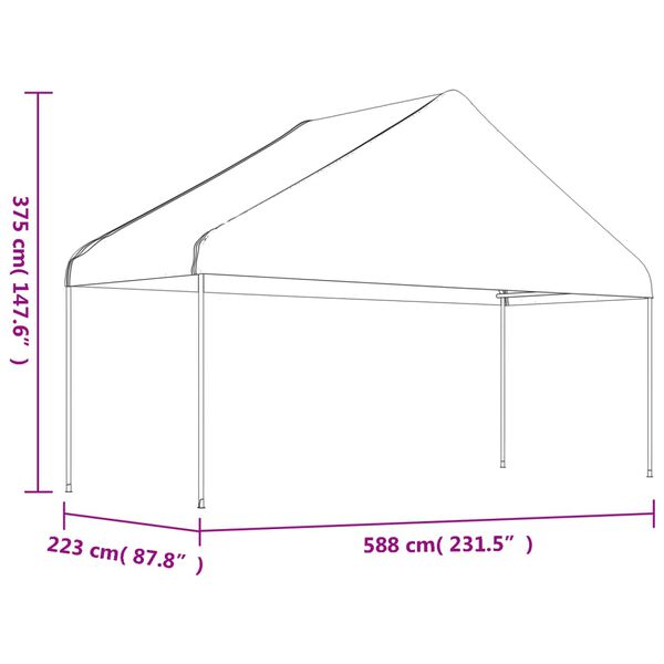 vidaXL Paviljon s streho bel 5,88x2,23x3,75 m polietilen