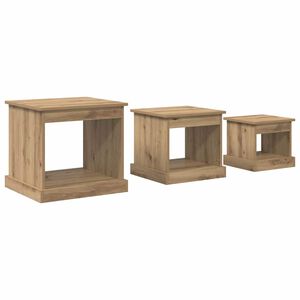 vidaXL Klubska miza 3 pcs Umetni hrast 48 x 45 x 45 cm Konstruiran les
