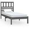 vidaXL Posteljni okvir siv 75x190 cm trdna borovina