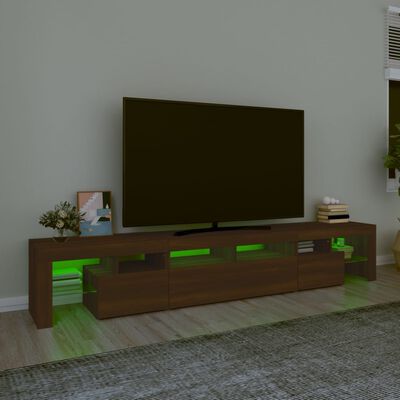 vidaXL TV omarica z LED lučkami rjav hrast 230x36,5x40 cm