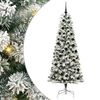 vidaXL Umetno Zložljivo Božično Drevo 300 LED Zelena in Bela 210 cm