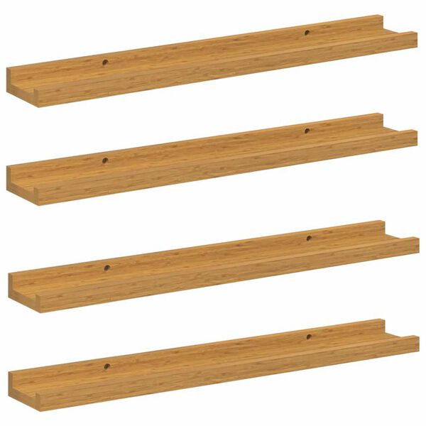 vidaXL Stenska polica s polico 4 pcs Bež 60 x 9 x 3 cm Konstruiran les