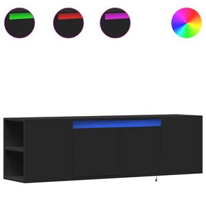 vidaXL Stenska TV omarica z LED lučkami črna 135x31x39,5 cm