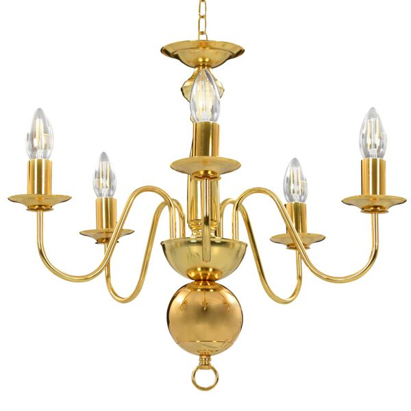 vidaXL Lestenec zlat 5 x E14 žarnice