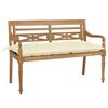 vidaXL Klop Batavia s kremno belo blazino 120 cm trdna tikovina