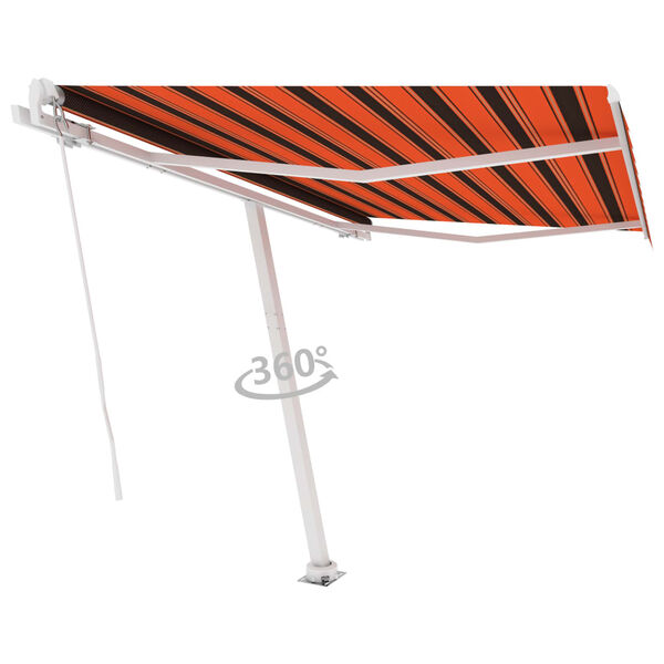 vidaXL Prostostoječa ročno zložljiva tenda 350x250 cm oranžna/rjava