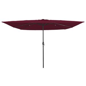 vidaXL Vrtni dežnik z LED lučmi Bordeaux rdeča 295 x 295 x 245 cm