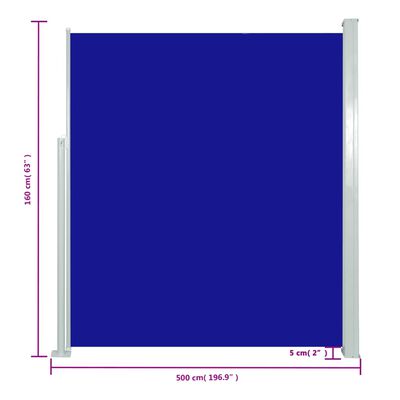 vidaXL Zložljiva stranska tenda 160 x 500 cm modra