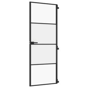 vidaXL Notranja vrata ozka črna 76x201,5 cm kaljeno steklo in aluminij