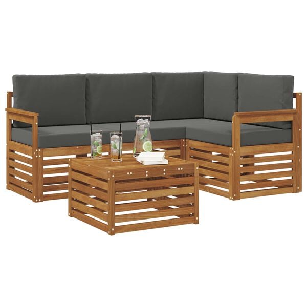 vidaXL Kompleti pohi&scaron;tva 5 pcs Naravna in antracitna Konstruiran les