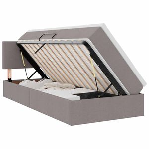 vidaXL LED Postelja za Shranjevanje z Blazino Taupe 90 x 190 cm Blago