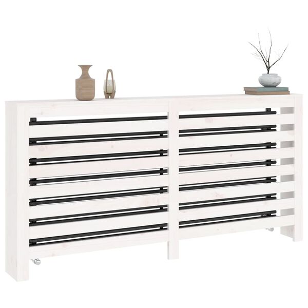 vidaXL Pokrov za radiator bela 169x19x84 cm trdna borovina