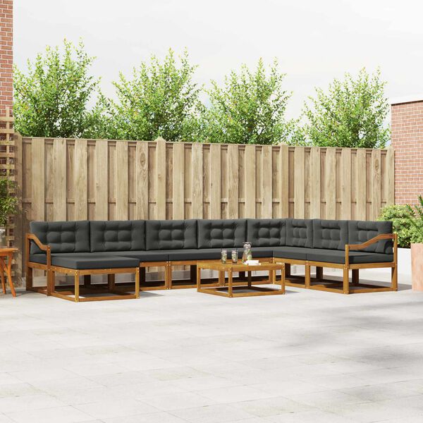 vidaXL Zunanja garnitura za sedenje 9 pcs Naravna in antracitna