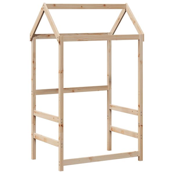 vidaXL Postelja in klop s streho 90x200 cm trdna borovina