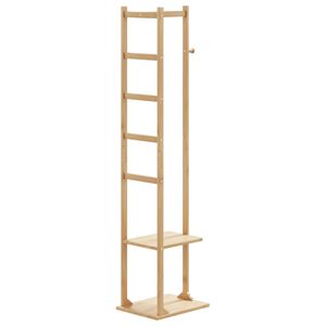 vidaXL Stojalo za pla&scaron;če s kljukami in policami 38,5x30x156 cm Bambus
