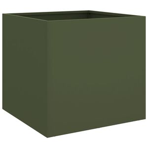 vidaXL Cvetlično korito olivno zeleno 42x40x39 cm jeklo