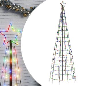 vidaXL LED božično drevo z bodicami 570 LED barvita 300 cm