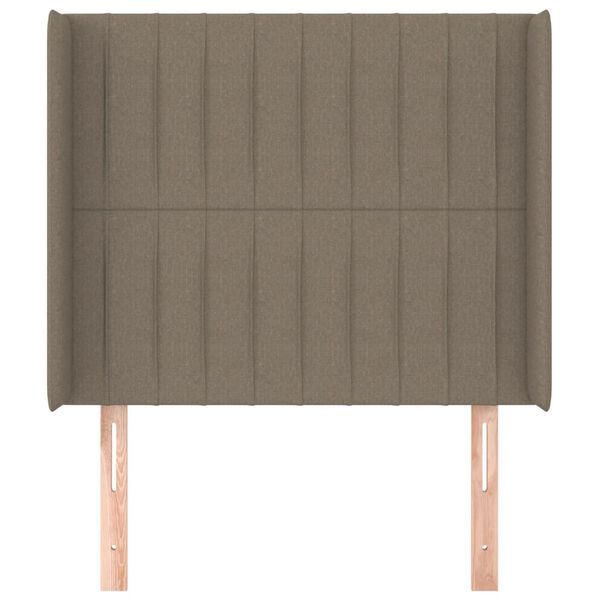 vidaXL Vzglavje z u&scaron;esi taupe 93x16x118/128 cm blago