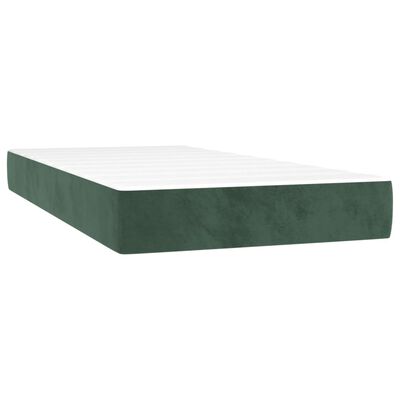 vidaXL Box spring postelja z vzmetnico LED tem. zelena 100x200cm žamet
