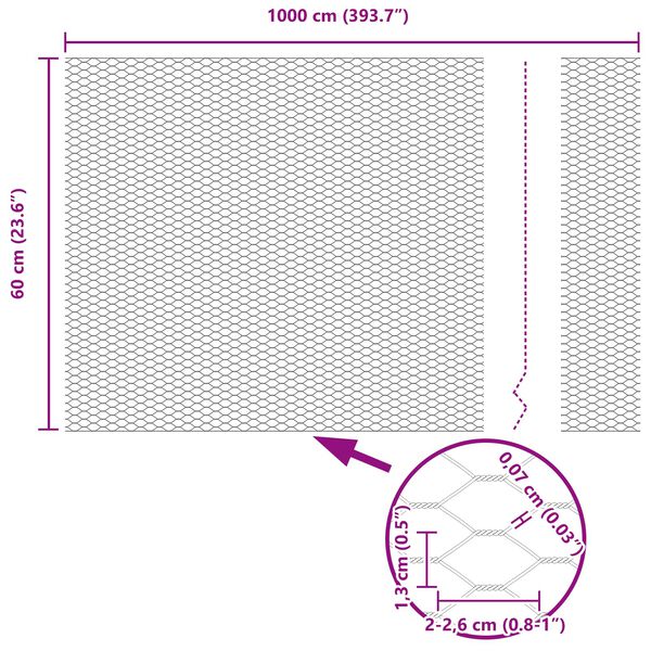 vidaXL Šesterokotna ograja Zelena 0.6 x 10 m Jeklo