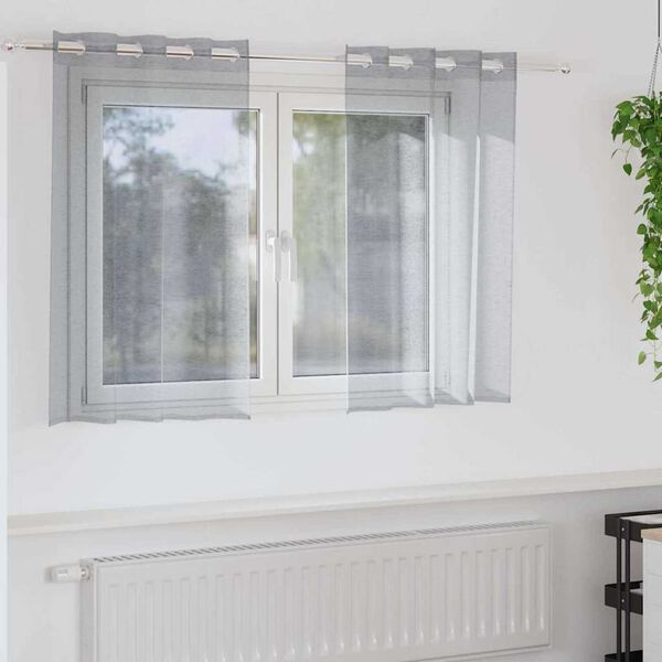 vidaXL Voile zavesa z zavesami 2 pcs Temno siva 140 x 140 cm Poliester