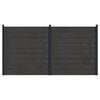 vidaXL Komplet ograj 2 kos 353 x 186 cm WPC in aluminij Črna
