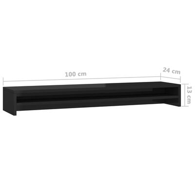 vidaXL Stojalo za zaslon visok sijaj črno 100x24x13 cm iverna plošča