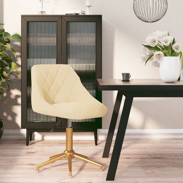 vidaXL Vrtljiv jedilni stol krem žamet