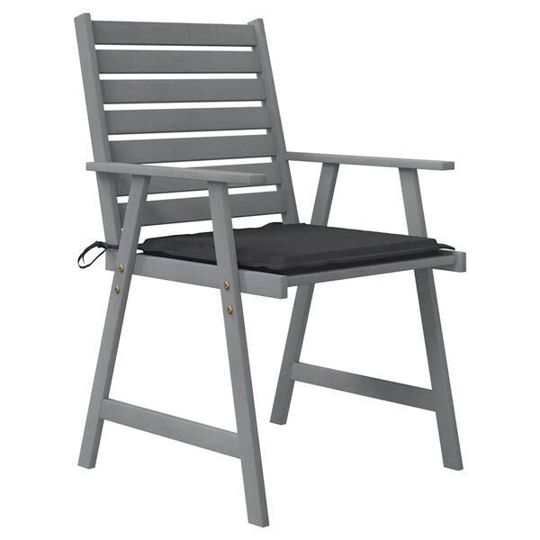 vidaXL Zunanji jedilni stoli z blazinami 4 kosi trden akacijev les