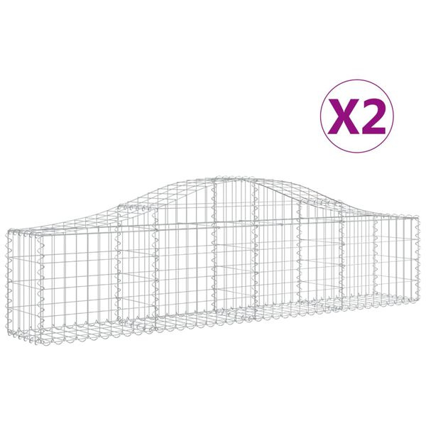 vidaXL Obokane gabion košare 2 kosa 200x30x40/60 cm pocinkano železo