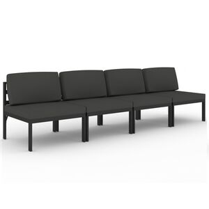 vidaXL Vrtni kavč &scaron;tirised z blazinami aluminij antracit