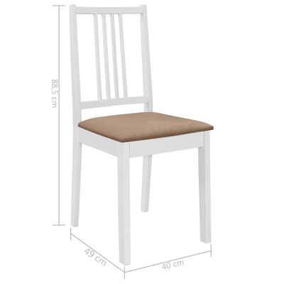 vidaXL Jedilni stoli z blazinami 4 kosi trden les beli