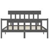vidaXL Posteljni okvir z vzglavjem siv trden les