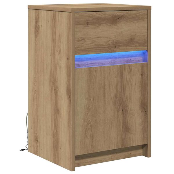 vidaXL LED nočna omarica artisan hrast 38 x 34 x 61 cm Konstruiran les
