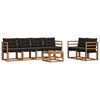 vidaXL Zunanja garnitura za sedenje z blazino 7 pcs Naravna in črna