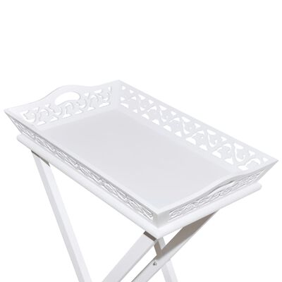 vidaXL Odstavna mizica s pladnjem bela
