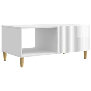 vidaXL Klubska miza Bela visok sijaj 90 x 50 x 40 cm Inženirski les