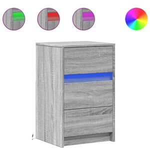 vidaXL Nočna omarica z LED lučkami siva sonoma inženirski les