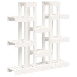 vidaXL Stojalo za rastline belo 104,5x25x109,5 cm trdna borovina