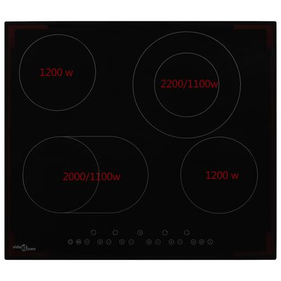vidaXL Keramična kuhalna plošča s 4 gorilniki na dotik 6600 W