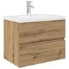 vidaXL omarica za umivalnik z vgrajenim umivalnikom pipo Artisan Oak
