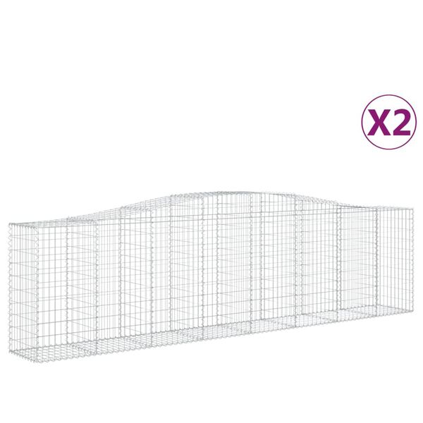 vidaXL Obokane gabion košare 2 kosi 400x50x100/120cm pocinkano železo