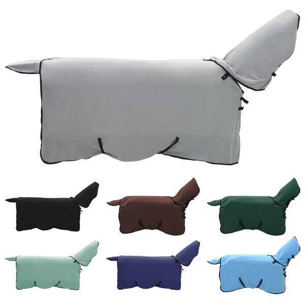 vidaXL Konjski pla&scaron;č Polna svetlo siva in roza Poliester