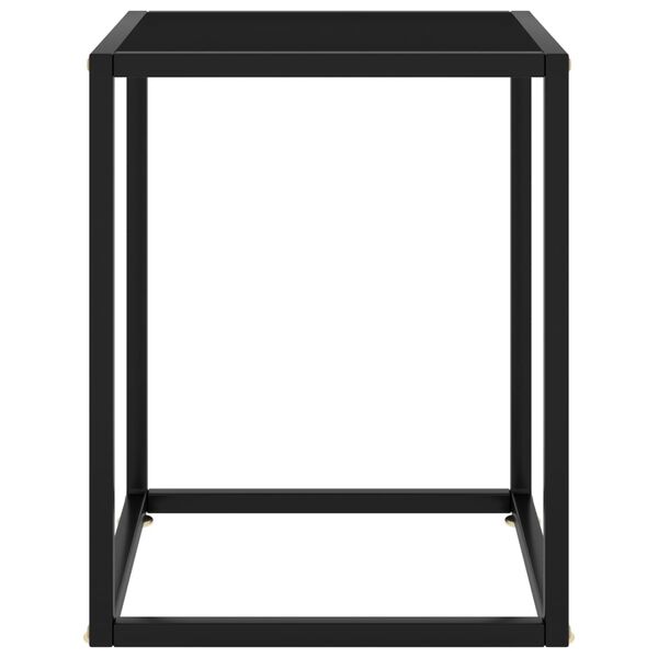 vidaXL Klubska mizica črna s črnim steklom 40x40x50 cm