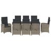 vidaXL Komplet za jedilnico v vrtu z blazino 9 pcs Siva poli ratan