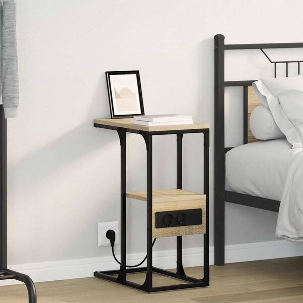 vidaXL Nočna omarica sonoma hrast 41.5 x 26 x 60.5 cm Konstruiran les