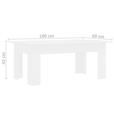 vidaXL Klubska mizica bela 100x60x42 cm iverna plošča