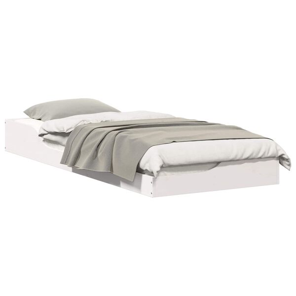 vidaXL Konstrukcija postelje Bela 100 x 220 cm Masivno borovo les