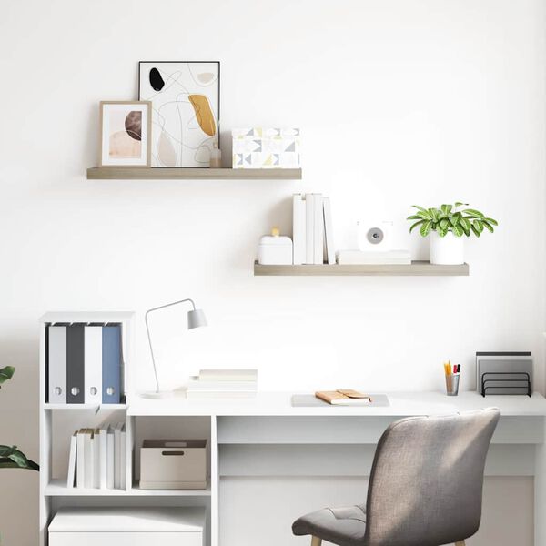 vidaXL Stenske police 2 kosa barva hrasta 80x23,5x3,8 cm MDF